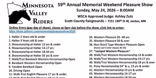 Minnesota Valley Riders - Memorial Weekend Pleasure Show