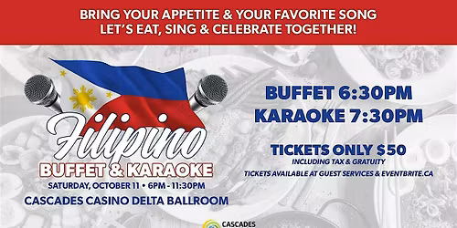 Filipino Buffet & Karaoke at Cascades Casino Delta Ballroom