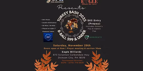 ECPA Presents Turkey Bash 2025 599 & Under 8-Ball