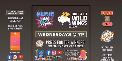 Music BINGO  Game Night | Buffalo Wild Wings - Greece - Rochester NY WED 7p