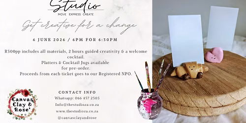 Cocktails & Clay with Canvas, Clay & Rose'