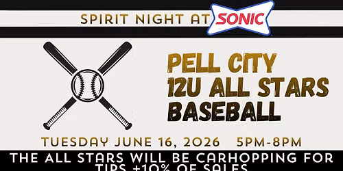 Spirit Night at SONIC- Pell City 12U All Stars Baseball
