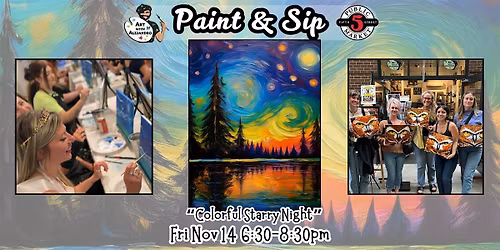 Paint & Sip at 5th St Alley \u201cColorful Starry Night\u201d