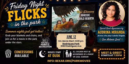 Friday Night Flicks- Jurassic World Rebirth- Appearance by Audrina Miranda