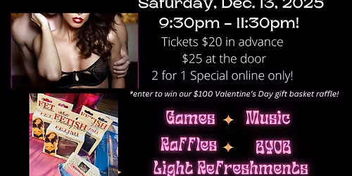 \u201cNaughty or Nice\u201d  Adult Lingerie & Romance Party! Singles\/Couples Welcome!