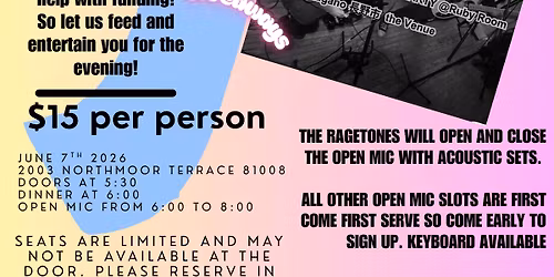The Ragetones Japan Tour Open Mic and Spaghetti dinner fundraiser