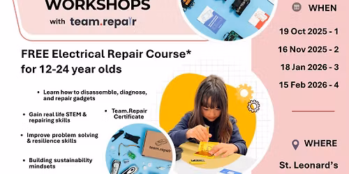 FREE YOUTH Repair Workshops for all 10-24 year olds!