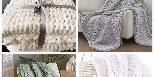 Hand Knit Chunky Blanket