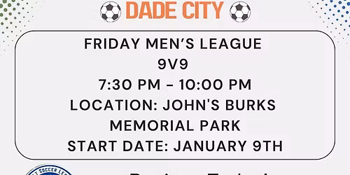 Friday Men's 9v9 Soccer League