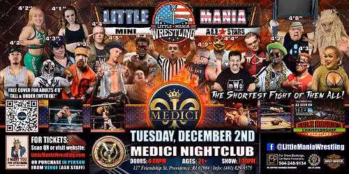 Providence, RI - Little Mania Mini Wrestling @ Medici Nightclub