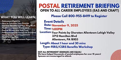 FERS Benefits Seminar Allentown - 11\/09\/25(1PM)
