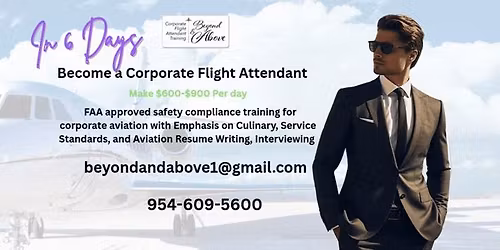 Become a Corporate Flight Attendant Initial Training - 6 Days in Fort Lauderdale