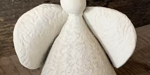 Set of 3 Hand Built Clay Angels - $65