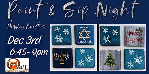 Hannukah or Christmas Coasters Paint Night