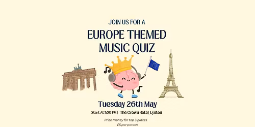 Europe Themed Music Quiz Night at The Crown Hotel, Lynton