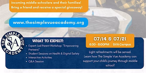 2026 Middle School Readiness Workshop with The Simple Vue Academy