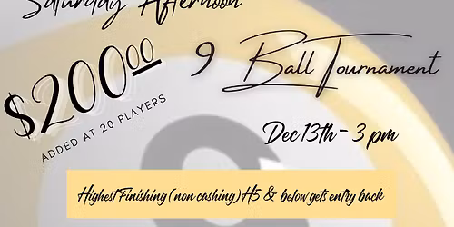 Saturday afternoon handicapped 9 ball