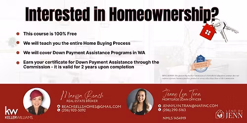 FREE First-Time Homebuyer Education Class: Down Payment Assistance in WA