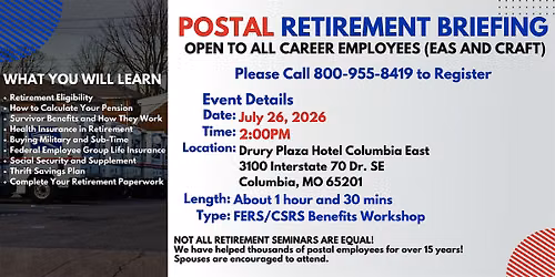 Postal Retirement Seminar - Columbia - 07\/26\/26