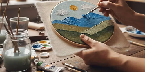 Peinture sur laine - Rouen en hiver