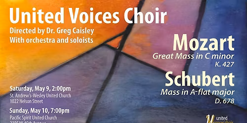 Mozart Great Mass in C minor and Schubert Mass in A flat major