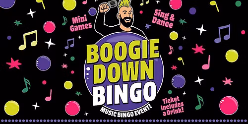Boogie Down Bingo, an evening of fun and laughter playing music bingo.