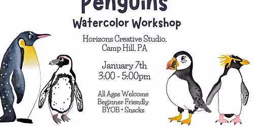 Penguins Watercolor Workshop
