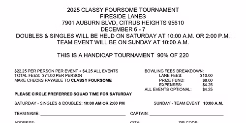 Classy Foursome - December 2025 Tournament - Fireside