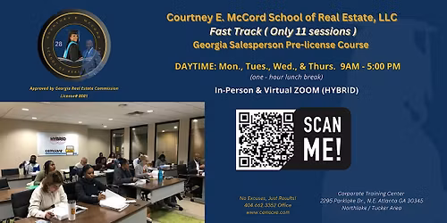 Real Estate "FAST TRACK" Course (Only 11 Sessions)  LIVE\/In-Person & ZOOM !
