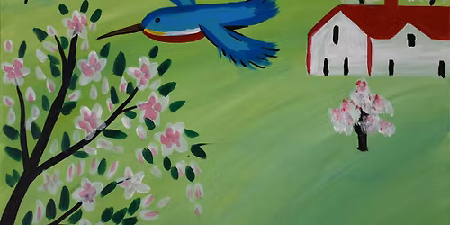 Painting & Pints: British Kingfisher & Apple Blossoms