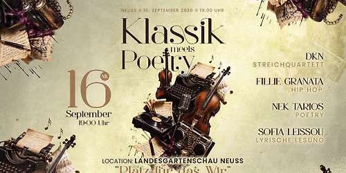 KLASSIK MEETS POETRY I STREICHQUARTETT I HIP-HOP & LYRIK I OPEN AIR! 