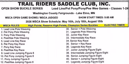 Trail Riders Saddle Club WSCA Open Show Buckle Series