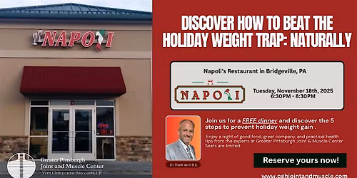 5 Secrets To Stop Holiday Weight Gain: FREE Dinner Event in Bridgeville, PA