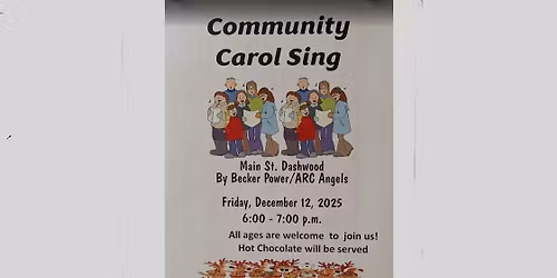 DEC12\/25 6-7pm Community Carol Sing, Main St Dashwood  