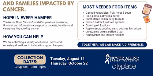 Never Alone Cancer Foundation Food Drive