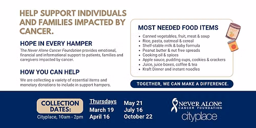Never Alone Cancer Foundation Food Drive