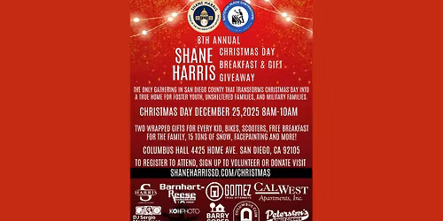 8th Annual Shane Harris Christmas Day Breakfast & Gift Giveaway