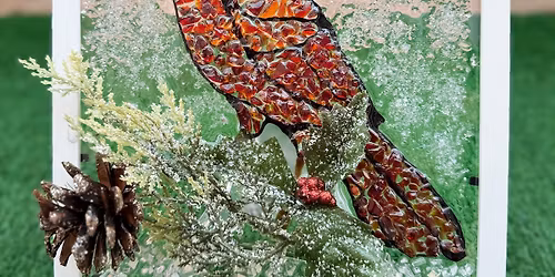 Cardinal in the Snow: Mosaic Mixed Media