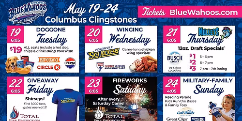 Pensacola Blue Wahoos at Columbus Clingstones at Synovus Park
