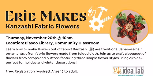 Erie Makes: Kanzashi Fabric Flowers @Blasco