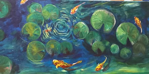 Epsom\/Newmarket - Sip & Paint Sat(3pm)with Welcome Drink & Dessert +10% off menu: Water Lilies & Koi
