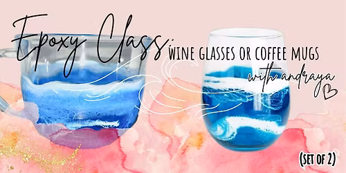 Epoxied Class: Ocean Waves  Glasses (set of 2) w\/Andraya