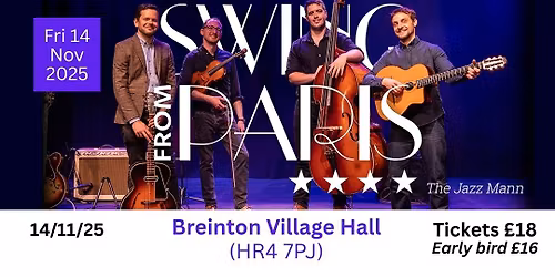 Swing from Paris at Breinton Village Hall, Hereford | 14 Nov