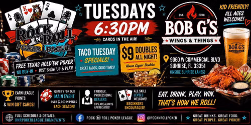 Free Texas Hold'em Bar Poker at Bob G's Wings & Things