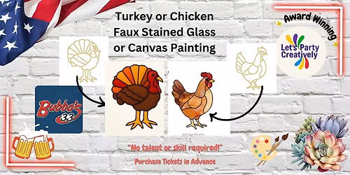 Turkey or Chicken Canvas or Faux Stained Glass