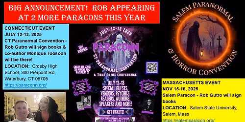 Salem, Mass Paracon- Rob Gutro Book Signing