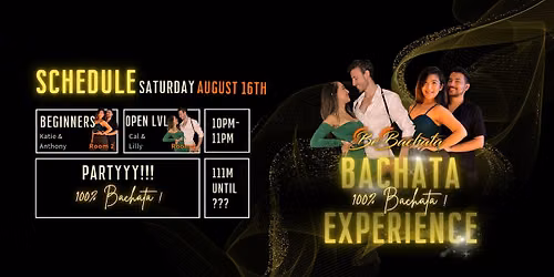 100% BACHATA PARTY + OPEN CLASS MARCH 21st