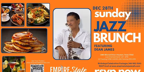 12\/28- Sunday Jazz Brunch w\/Dean James (2 PM Seating)