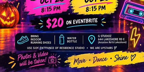 Wednesday Halloween Zumba 80s 90s at G Studioz