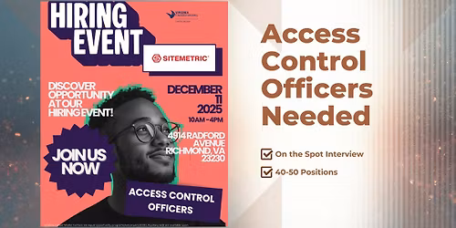 Hiring Event -- Virginia Career Works and SITEMETRIC -- Immediate Openings